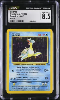 CGC 8.5 Lapras 1999 Fossil 10/62 Holo Pokemon Card - Image 1