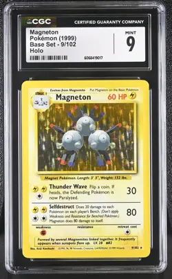 CGC 9 MINT Magneton 1999 Base Set 9/102 Holo Pokemon Card - Image 1