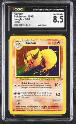 CGC 8.5 Flareon 1999 Jungle 3/64 Holo Pokemon Card - Image 1
