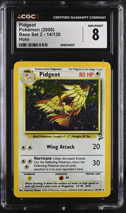 CGC 8 Pidgeot 2000 Base Set 2 14/130 Holo Pokemon Card - Image 1