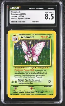 CGC 8.5 Venomoth 1999 Jungle 13/64 No Set Symbol Holo Pokemon Card - Image 1