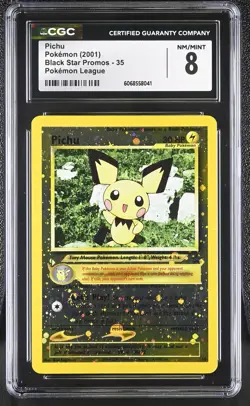 CGC 8 Pichu 2001 Black Star Promo 35 Reverse Holo SWIRL Pokemon Card - Image 1
