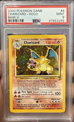 2000 Pokemon Base 2 # 4 Charizard Holo PSA 9 Card MINT! Trusted Seller Free Ship - Image 1