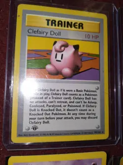 4 Base Set 1st Editon Shadowless Pokemon Cards. 1 Rare Clefairy Doll. Vintage. - Image 2
