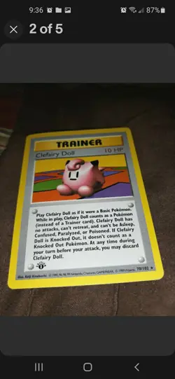 4 Base Set 1st Editon Shadowless Pokemon Cards. 1 Rare Clefairy Doll. Vintage. - Image 3