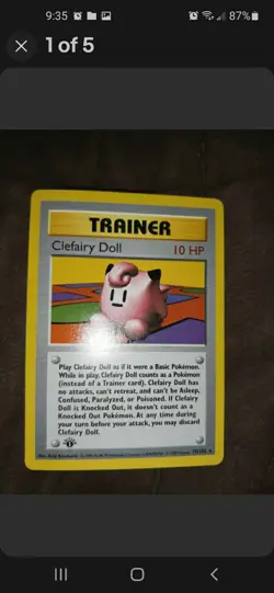 4 Base Set 1st Editon Shadowless Pokemon Cards. 1 Rare Clefairy Doll. Vintage. - Image 4