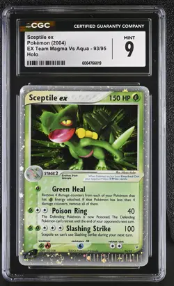 CGC 9 MINT Sceptile ex 2004 EX Team Magma Vs Aqua 93/95 Holo SWIRL Pokemon Card - Image 1