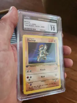 CGC 10 GEM MINT Machop 59/82 1st Edition Team Rocket Pokemon Card - Image 2