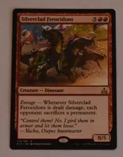 SILVERCLAD FEROCIDONS Red Rare DINOSAUR Rivals of Ixalan MTG Card - Image 2