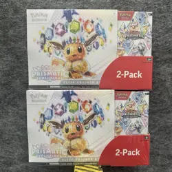 2x Pokemon TCG Prismatic Evolutions ETB with Booster Bundle Costco 2-Pack Sealed - Image 1
