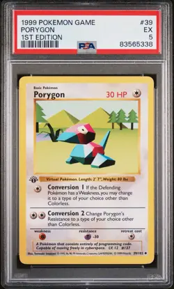 1999 POKEMON GAME #39 PORYGON 1ST EDITION PSA 5 - Image 1