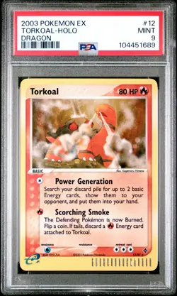 2003 POKEMON EX DRAGON #12 TORKOAL-HOLO PSA 9 - Image 1