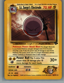 Pokemon TCG Gym Challenge WOTC Lt. Surge's Electrode - Image 1