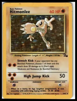 Hitmonlee Pokemon Fossil Unlimited Holofoil 7/62 MP - Image 1