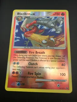 Blaziken 3/127 REVERSE HOLO RARE Pokemon Platinum Base Set Gen 4 NM 2009 - Image 1