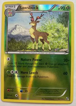 Sawsbuck 14/114 Reverse Holo BLEED ERROR LP 2011 Black & White Base Set Pokemon - Image 1