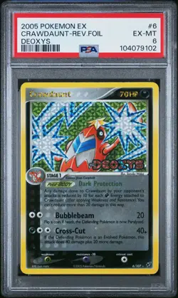 2005 POKEMON EX DEOXYS #6 CRAWDAUNT-REVERSE FOIL PSA 6 - Image 1