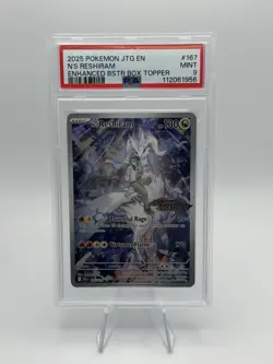 N's Reshiram 167 Stamped PSA 9 2025 Pokemon Journey Together Box Topper - Image 1