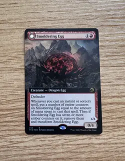 Smoldering Egg BORDERLESS FOIL - NM - MTG Midnight Hunt - Magic the Gathering - Image 1