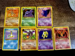 Set Of 7 Vintage Pokemon Fossil Set Rare Cards, Non-holo, HP And Damaged - Image 1