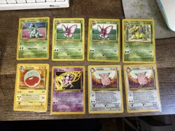 Set Of 8 Vintage Pokemon Jungle Set Rare Cards, Non-holo, HP And Damaged - Image 1