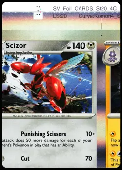 Pokemon Card - ERROR Miscut Sciszor Obsidian Flames Error Card Holo Rare - Image 1
