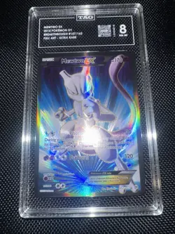 Pokemon Mewtwo EX TCG Full Art Holo Ultra Rare Card Breakthrough 157/162 Tag 8 - Image 1
