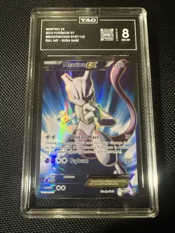 Pokemon Mewtwo EX TCG Full Art Holo Ultra Rare Card Breakthrough 157/162 Tag 8 - Image 2