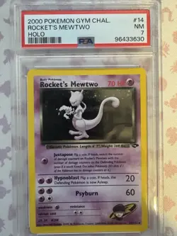 Pokemon Rockets Mewtwo Holo Gym Heroes Card 14/132 PSA 7 - Image 1