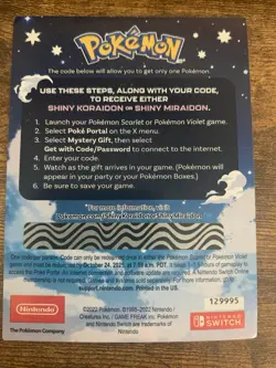 Shiny Koraidon & Miraidon Pokemon Scarlet Violet Code Card - Gamestop - Image 3