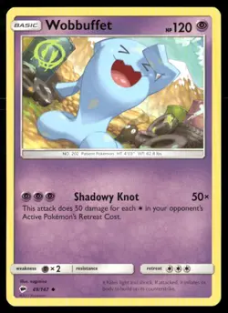 2017 Burning Shadows Set Pokemon Card 049 Wobbuffet LP - Image 1