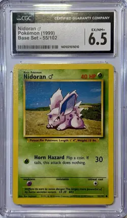 Nidoran Pokemon (1999) Base Set - 55/102 - CGC Graded Near Mint 6.5 - Image 1