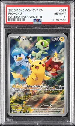 2023 POKEMON SVP EN-SV BLACK STAR PROMO #027 PIKACHU PSA 10 - Image 1