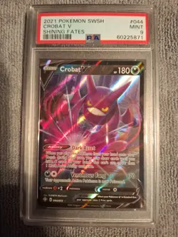 Graded-2021 POKEMON SWORD & SHIELD SHINING FATES #044 CROBAT V PSA 9 - Image 1