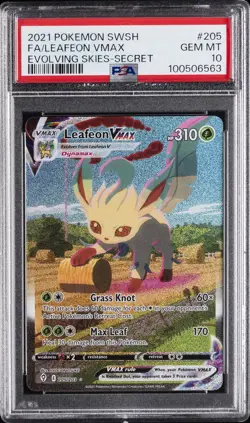2021 POKEMON SWORD & SHIELD EVOLVING SKIES SECRET FULL ART/LEAFEON VMAX PSA 10 - Image 1