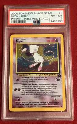 2000 Pokemon Black Star Mew-Holo #9 Promo Pokemon League PSA 8 - Image 1