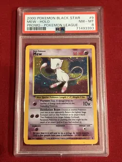 2000 Pokemon Black Star Mew-Holo #9 Promo Pokemon League PSA 8 - Image 2