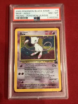 2000 Pokemon Black Star Mew-Holo #9 Promo Pokemon League PSA 8 - Image 4