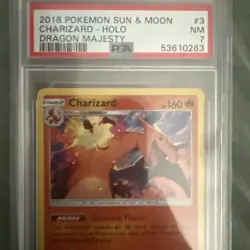 2018 POKEMON SUN & MOON DRAGON MAJESTY #3 CHARIZARD-HOLO PSA 7 - Image 3