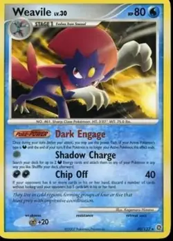 Pokemon TCG - Weavile - 40/132 - Rare - D&P: Secret Wonders [Lightly Played] - Image 1
