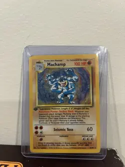 1999 Pokemon TCG 1st Edition Machamp HOLO 8/102 RARE Base Set Vintage WOTC - Image 1