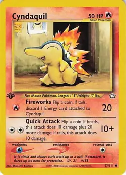 Cyndaquil 1st Edition 57/111 Neo Genesis Pokemon Vintage NM 2000 WOTC - Image 1