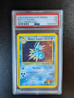 PSA 5 Pokemon TCG Misty's Seadra Prerelease Holo Card 9/132 - Image 1