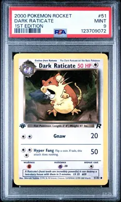 2000 Pokemon 1st Edition Team Rocket #51 Dark Raticate PSA 9 Card MINT NEW CERT! - Image 1