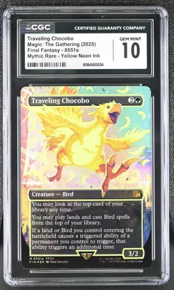 CGC 10 GEM MINT MTG Traveling Chocobo 0551a Final Fantasy Mythic Rare Yellow - Image 1