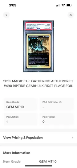 2025 MTG DFT Riptide Gearhulk First-place Foil PSA 10, PSA Pop 1 - Image 3