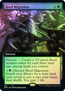 Herd Migration Extnd ART Dominaria United MTG MAGIC SORCERY FOIL #413 R O252 - Image 1