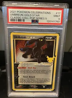 2021 Pokemon Celebrations Classic Collection #17 Umbreon - Gold Star PSA 9 - Image 1