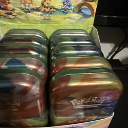 Vibrant Paldea Pokemon Scarlet & Violet TCG Sealed Display of 10 Mini Tins - Image 3