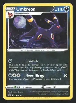 Pokemon Umbreon SWSH129 Sword & Shield Cosmos Holo Black Star Promo LP - Image 1